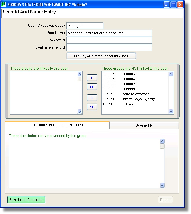 User Login, Privileges